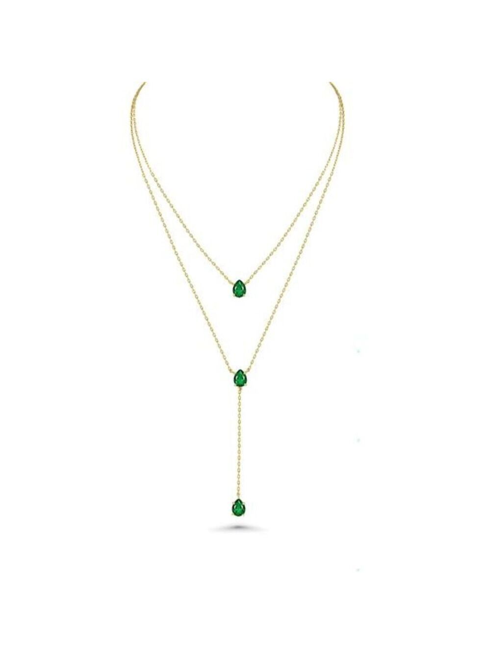 Gold layered pendant necklace emerald ruby sapphire birthstone jewelry gift